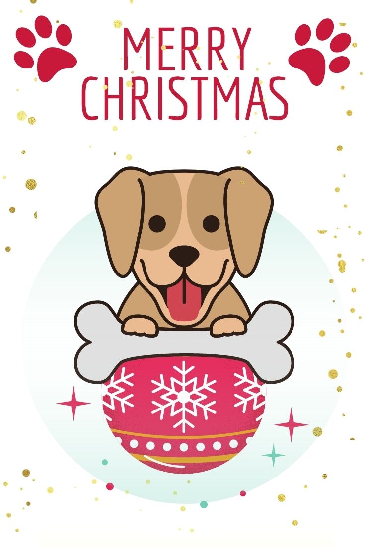 Merry Christmas Puppy greeting Cards printable tag